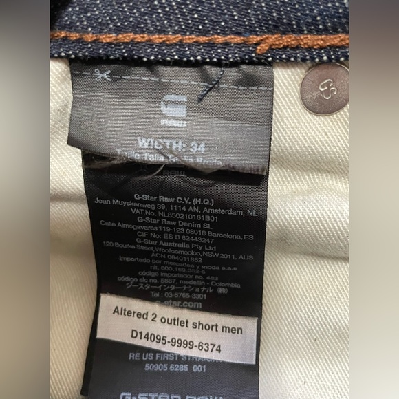 G-STAR RAW ESSENTIALS “U.S. FIRST LUMBER” SHORTS RAW SELVEDGE CONE MILLS 34W NEW - Picture 10 of 16